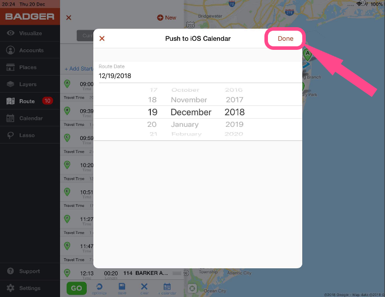 How To Export Routes To An iPad Calendar (iPad) Badger Maps