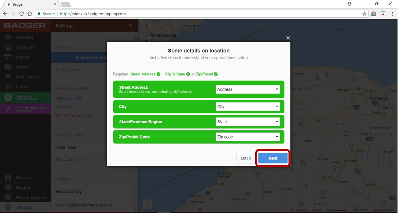 How To Import Excelcsv Files Into Your Account From Your Computer Webapp Badger Maps 1830