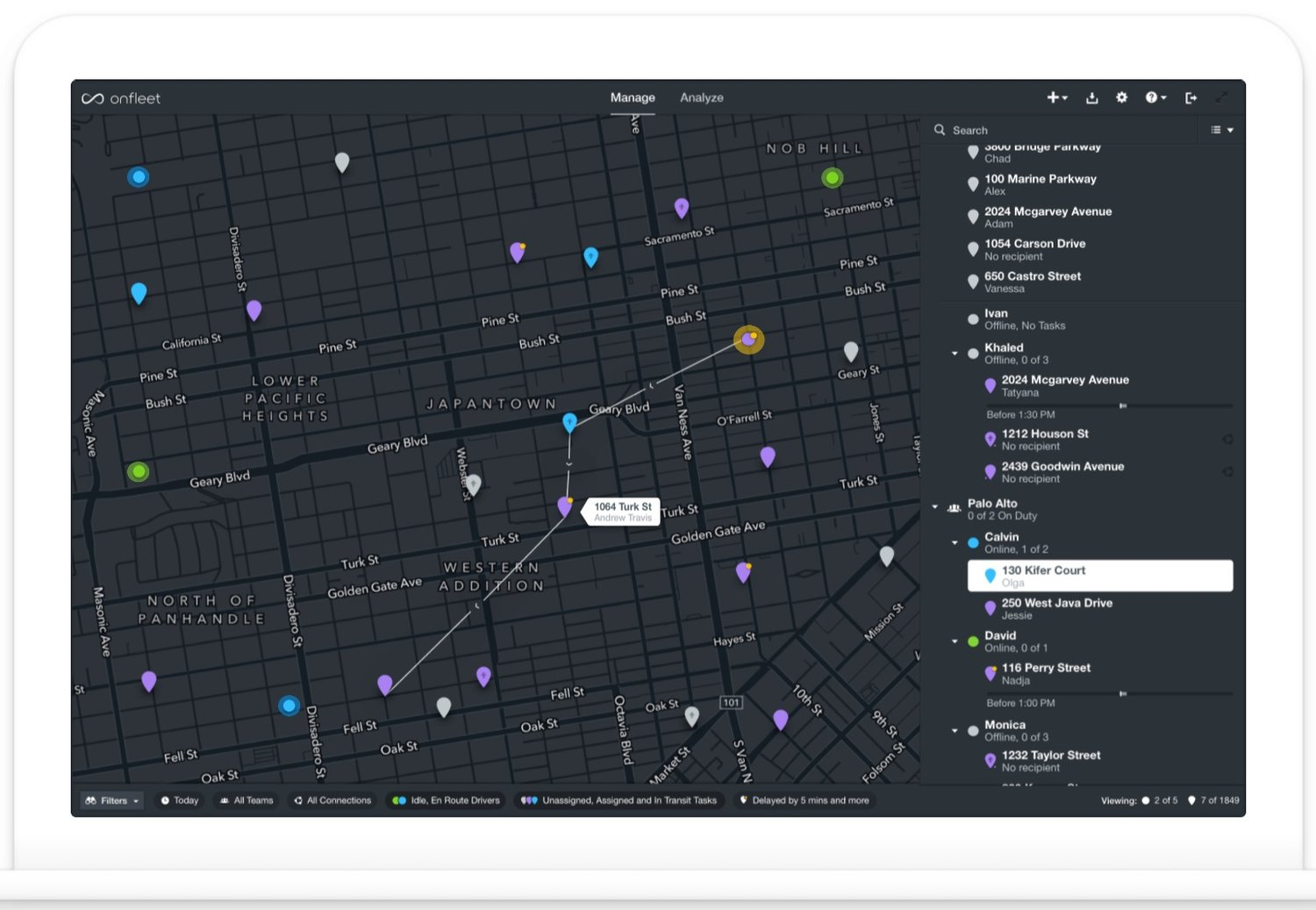 OnFleet route planner